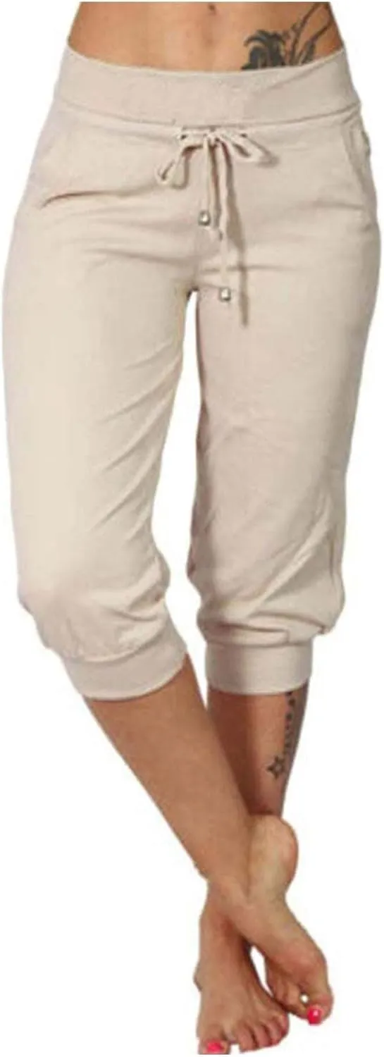 Womens Capris Joggers Pants Baggy Crop Sweatpants Lightweight Running Cropped Slacks Athletic Sports Soft Loun