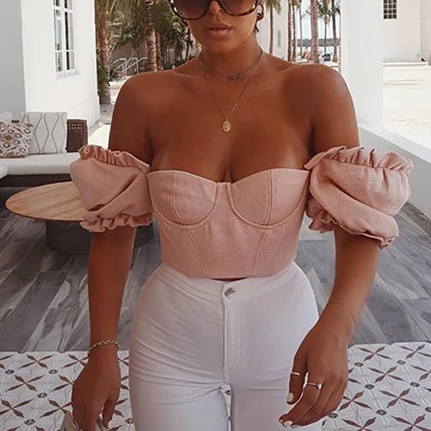 Women's Casual Short Sleeve Slim Crop Top