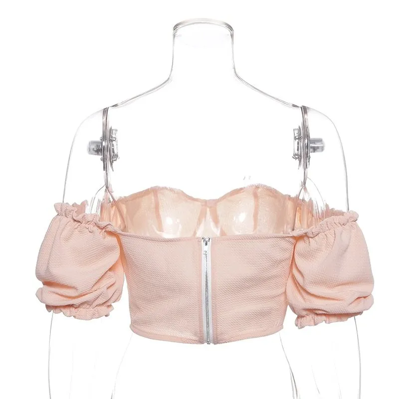 Women's Casual Short Sleeve Slim Crop Top