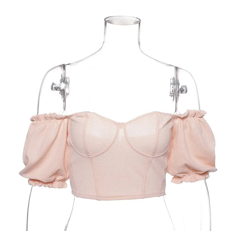 Women's Casual Short Sleeve Slim Crop Top