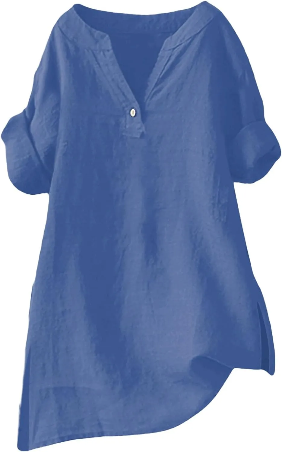 Womens Linen Tops 2025 Cotton Loose fit v-Neck Summer Shirts Oversized Fashion Trendy Soft Plus Size Tshirts
