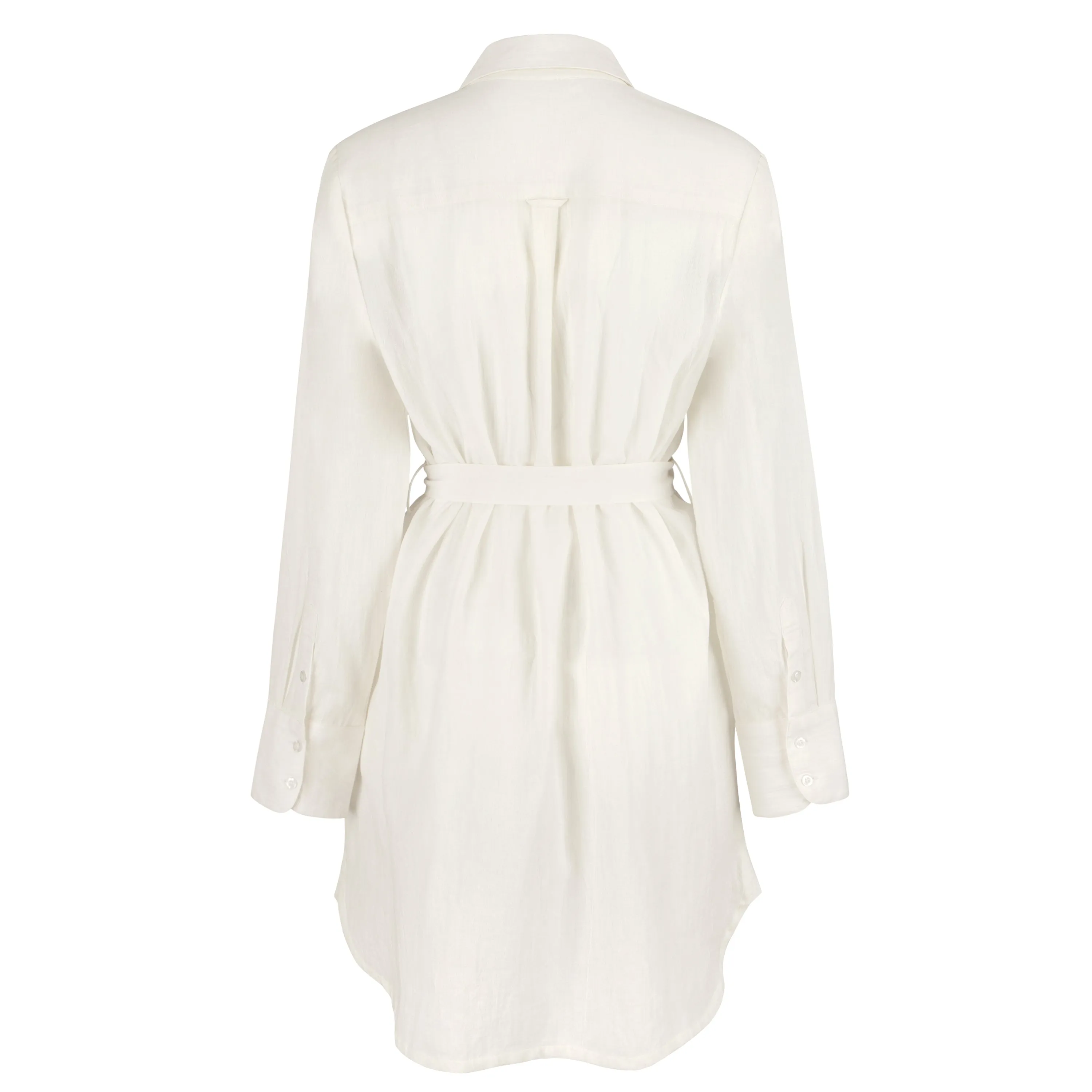 women's long sleeve white cotton button-down dress