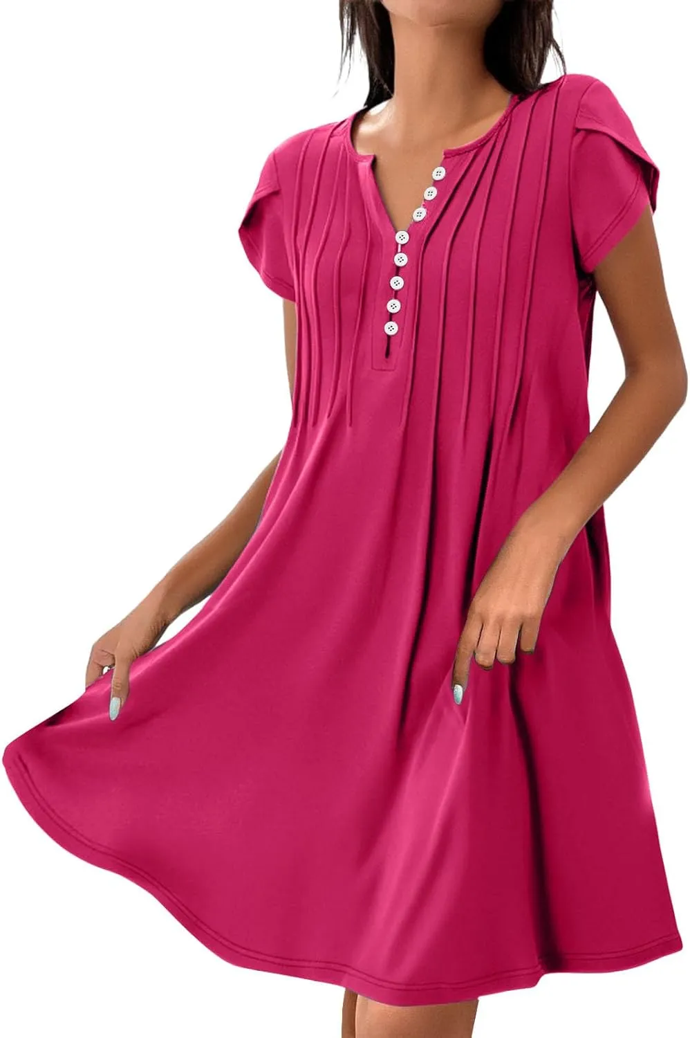 Womens Mini Dress Summer Bathing Suit Cover Up Dresses Business V Neck Button Down Sleeveless Boho Floral Sundress
