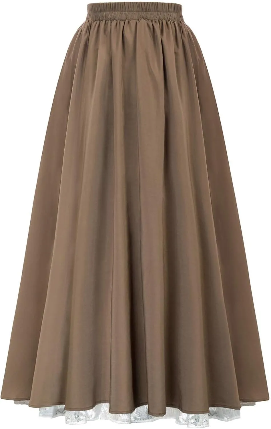 Women's Renaissance Skirt Victorian Peasant Double-Layer Maxi Long Skirts Casual Elastic Waisted Skirt Retro Costumes