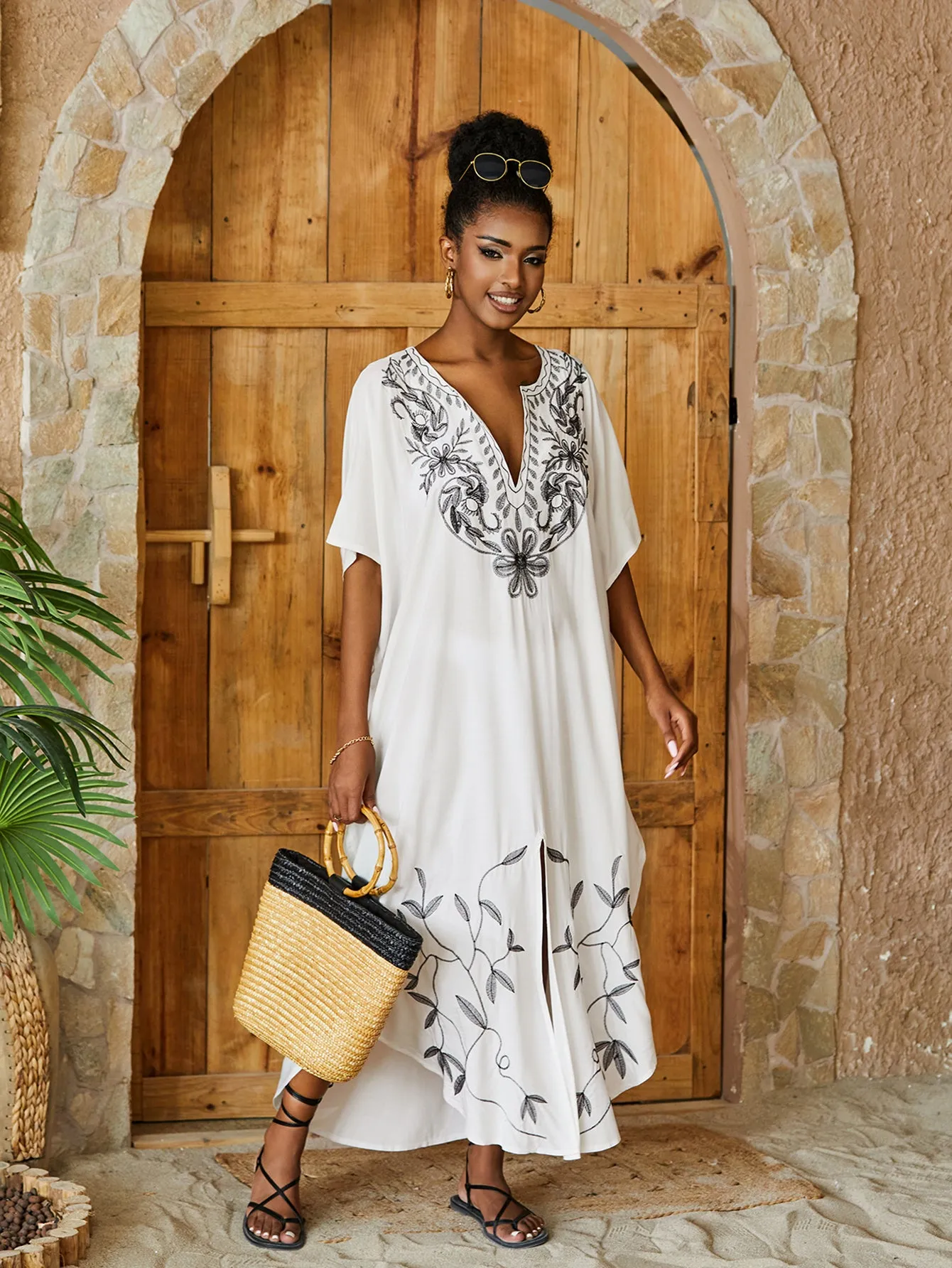 Women's Side Split Plus Size Kaftan Maxi Dress