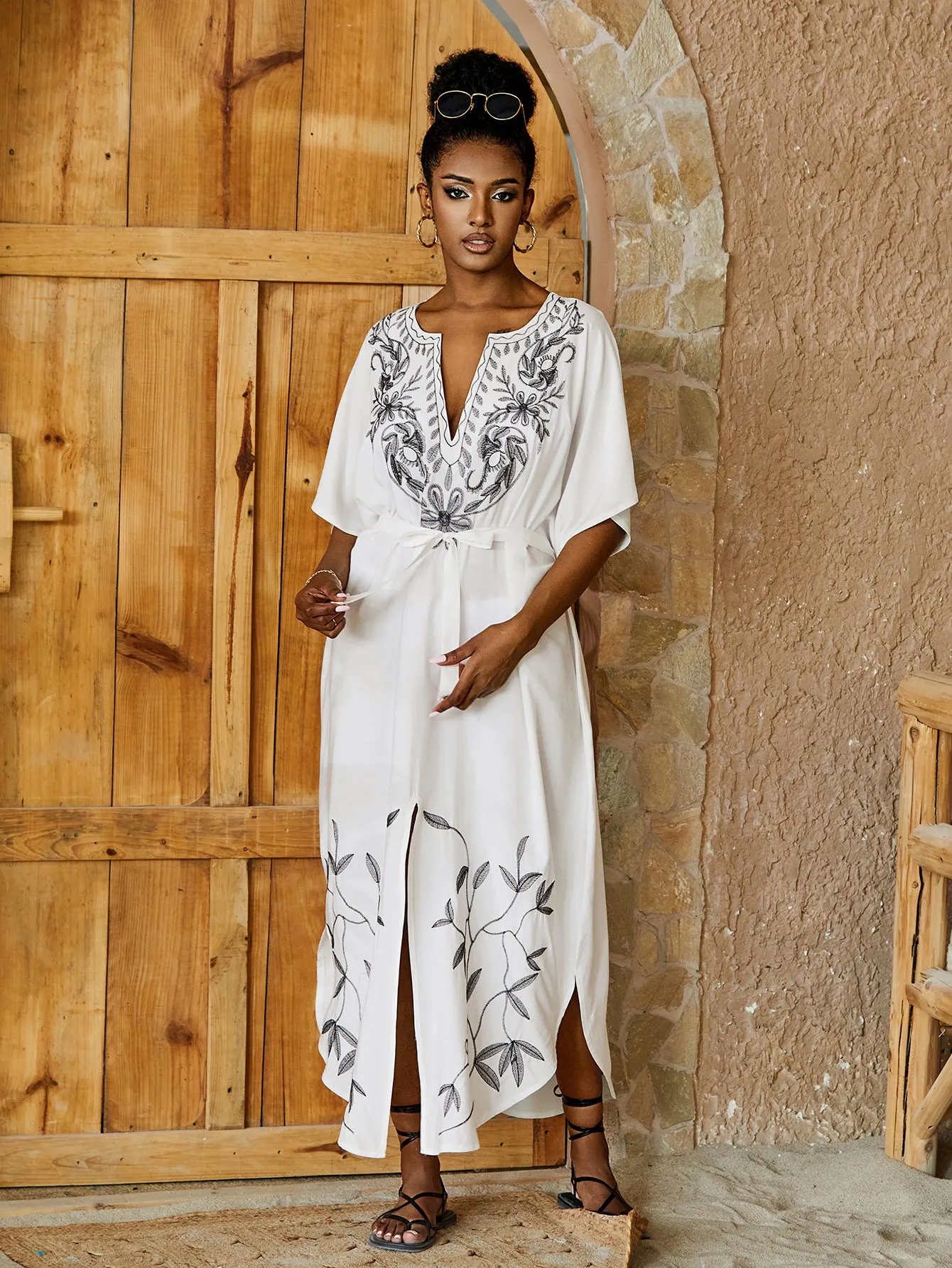 Women's Side Split Plus Size Kaftan Maxi Dress