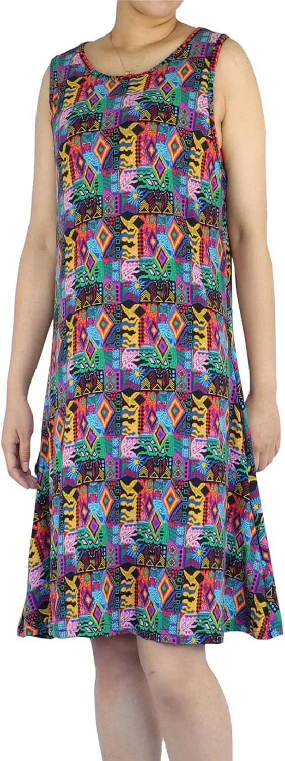 Women's Summer Beach Dress Floral Casual Boho Sleeveless Sling Midi Swing Sundress with Pockets