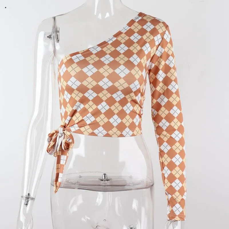 Women's Summer Casual Asymmetrical One-Shoulder Crop Top