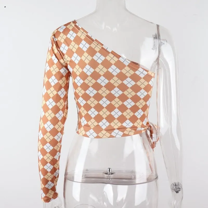 Women's Summer Casual Asymmetrical One-Shoulder Crop Top