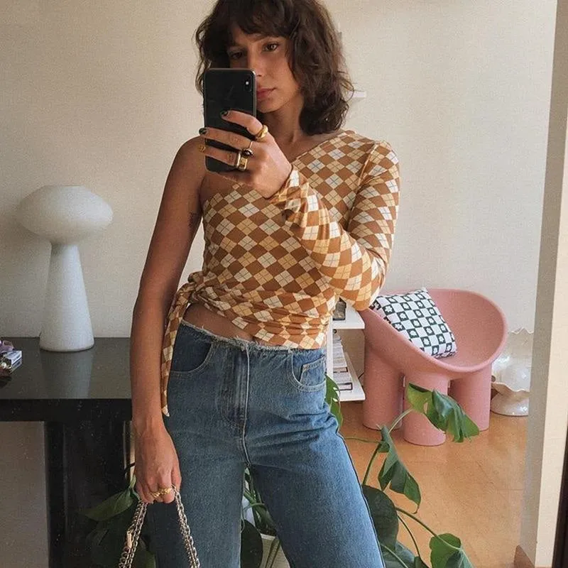 Women's Summer Casual Asymmetrical One-Shoulder Crop Top