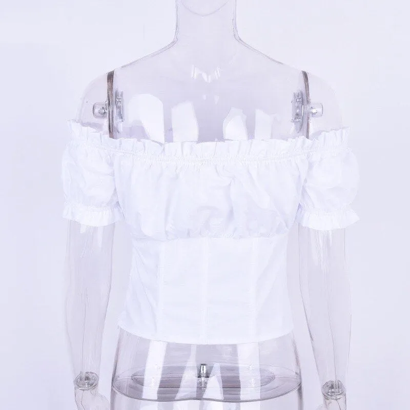 Women's Summer Casual Off Shoulder Crop Top
