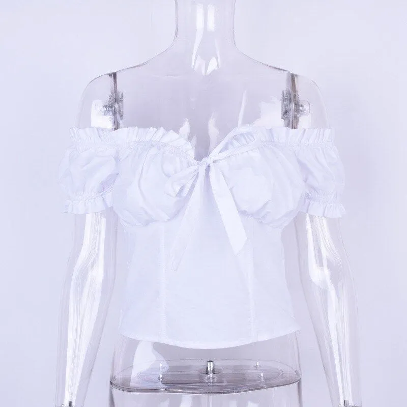 Women's Summer Casual Off Shoulder Crop Top