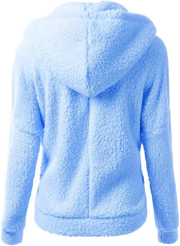 Womens Zip Up Hoodies Lightweight Fleece Lined Fall Winter Coats Comfy Warm Soft Sherpa Jackets Outwear with Pockets