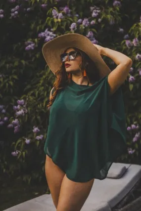 Xander Kostroma Forest Green Viscose Beach Coverup – 65cm * 95cm, Lightweight, Boho Chic Beachwear for Women – Perfect for Summer, Vacation & Poolside – Comfortable & Stylish