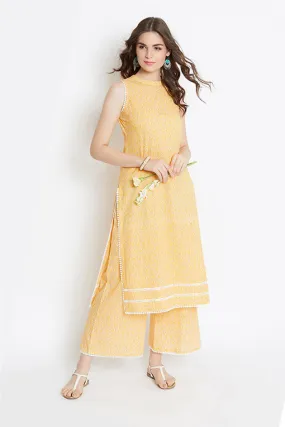 Yellow Lace Cotton Kurta Palazzo - Set of 2